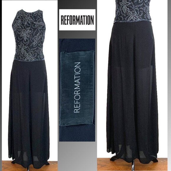 Reformation Dresses & Skirts - Reformation Black Maxi Sheer A-Line Flowy Skirt Side Slit Sz S